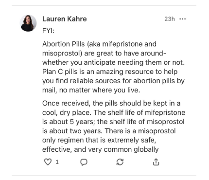 Screenshot of removed post submitted by Lauren Kahre to EFF