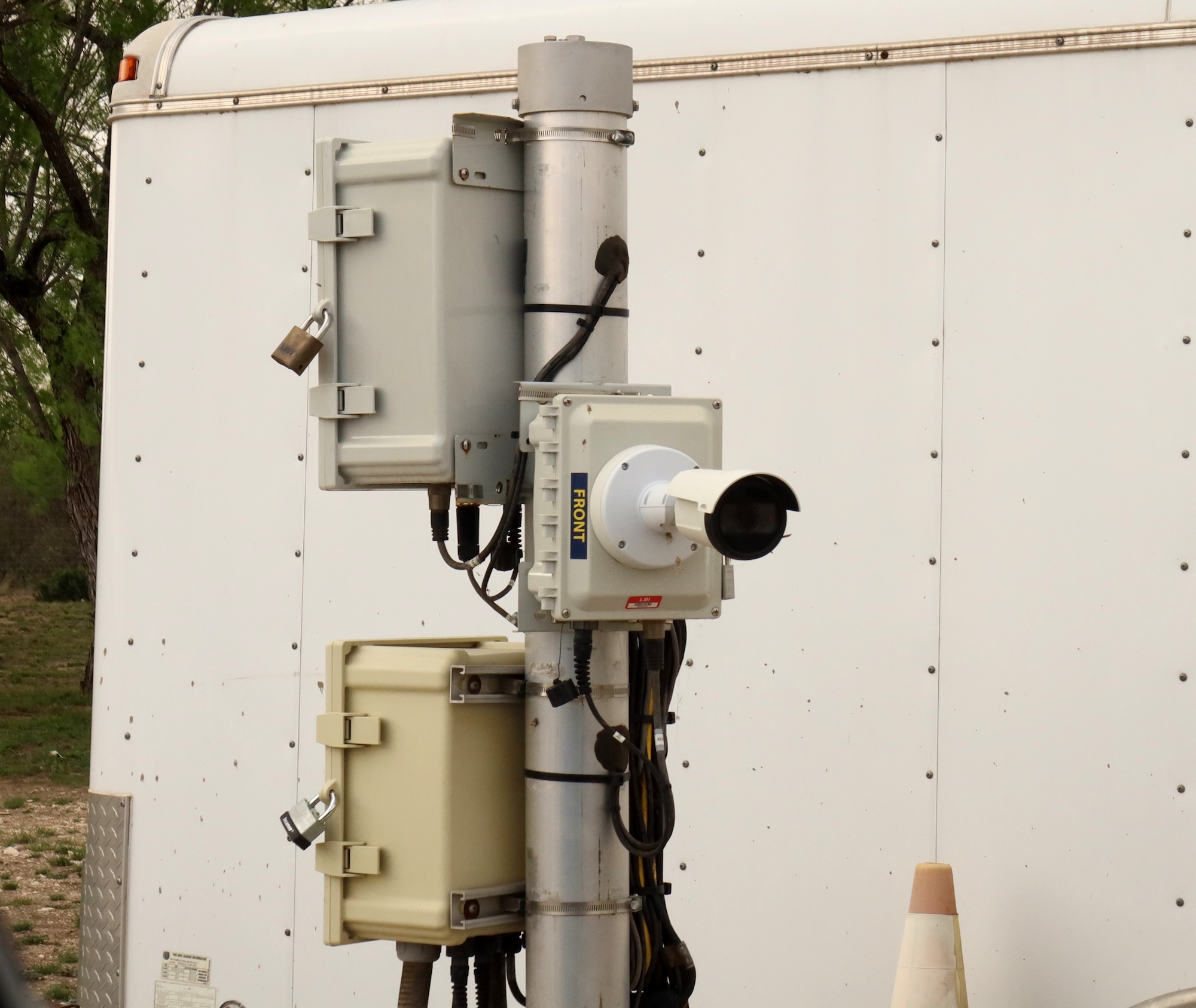 Close up of a camera marked "Front."